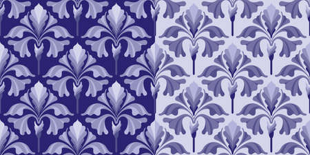 Set of 2 floral seamless patterns with flower iris ornamentのイラスト素材