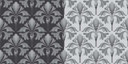 Set of 2 floral seamless patterns with flower iris ornamentのイラスト素材