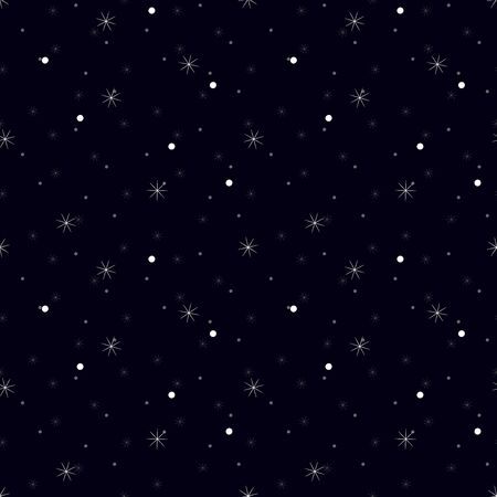 A Seamless pattern with snowflakes, white and gray on a dark blue background.のイラスト素材