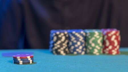 poker chips, poker dice, moneyの写真素材