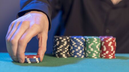 poker chips, poker dice, moneyの写真素材