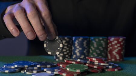 poker chips, poker dice, moneyの写真素材