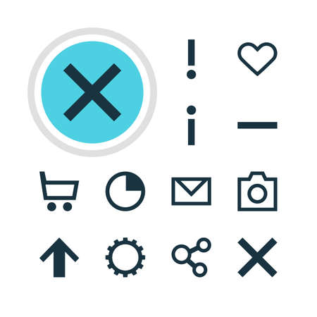 Vector Illustration Of 12 Interface Icons. Editable Pack Of Letter, Stopwatch, Emotion And Other Elements.のイラスト素材
