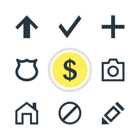 Vector Illustration Of 9 Member Icons. Editable Pack Of Confirm, Pen, Top And Other Elements.のイラスト素材