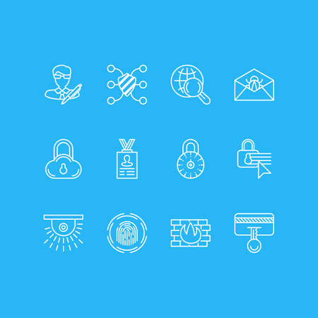 Vector Illustration Of 12 Privacy Icons. Editable Pack Of Corrupted Mail, Copyright, Safeguard And Other Elements.のイラスト素材