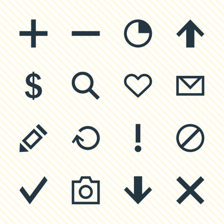 Vector Illustration Of 16 Interface Icons. Editable Pack Of Money Making, Pen, Emotion And Other Elements.のイラスト素材