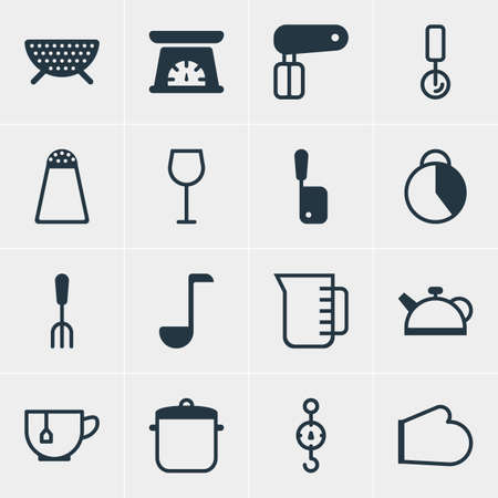 Vector Illustration Of 16 Cooking Icons Editable Pack Of Pepper Container Whisk Wine And Other Elements のイラスト素材 イメージマート