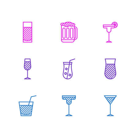 Editable Pack Of Martini, Cocktail, Draught And Other Elements.  Vector Illustration Of 9 Drinks Icons.のイラスト素材