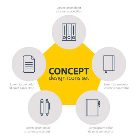 Vector Illustration Of 5 Office Iconsのイラスト素材