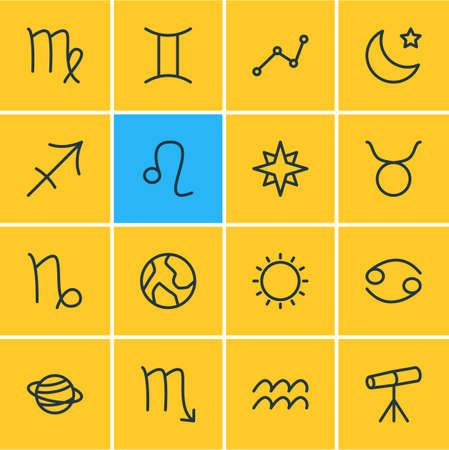 Editable Pack Of Geometric, Archer, Zodiac Sign And Other Elements.  Vector Illustration Of 16 Constellation Icons.のイラスト素材