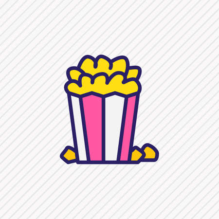 illustration of popcorn icon colored line. Beautiful film element also can be used as cinema snack icon element.の写真素材