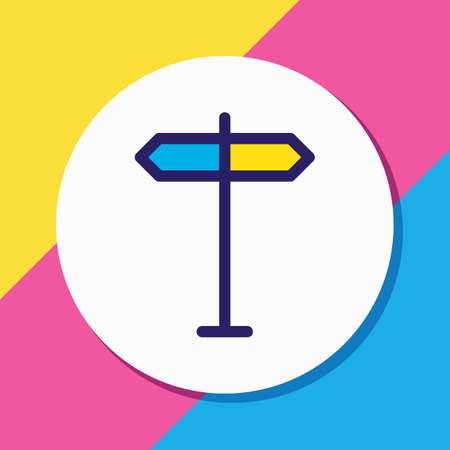 illustration of signpost icon colored line. Beautiful camping element also can be used as guidepost icon element.の写真素材