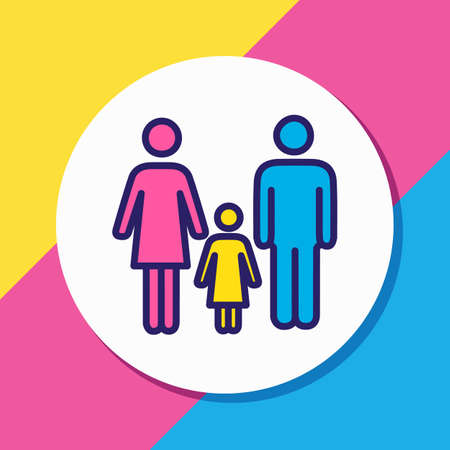 Vector illustration of family icon colored line. Beautiful vacation element also can be used as people icon element.のイラスト素材