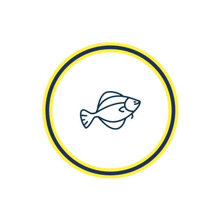 Vector illustration of flounder fish icon line. Beautiful nautical element also can be used as flatfish icon element.のイラスト素材