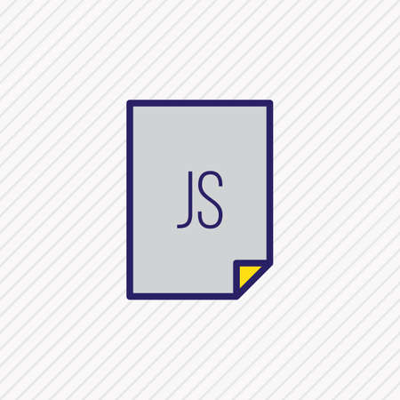 Vector illustration of js file icon colored line. Beautiful paper element also can be used as development icon element.のイラスト素材