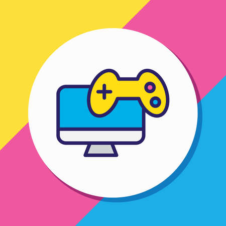 Vector illustration of video games icon colored line. Beautiful entertainment element also can be used as gamepad icon element.のイラスト素材