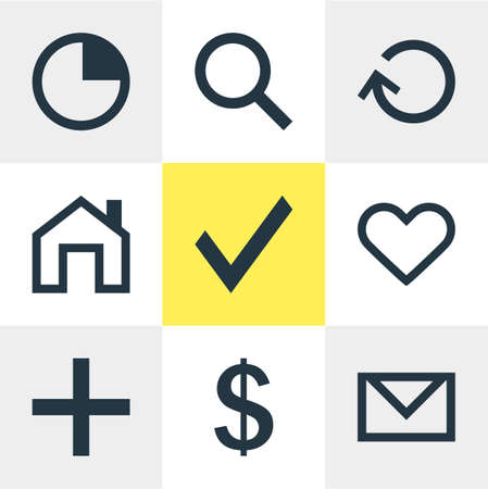 Vector illustration of 9 user icons. Editable set of add, timer, approve and other icon elements.のイラスト素材