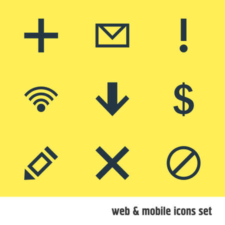 Vector illustration of 9 member icons. Editable set of down, add, earning and other icon elements.のイラスト素材