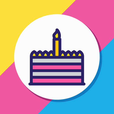 Vector illustration of cake icon colored line. Beautiful holiday element also can be used as birthday dessert icon element.のイラスト素材