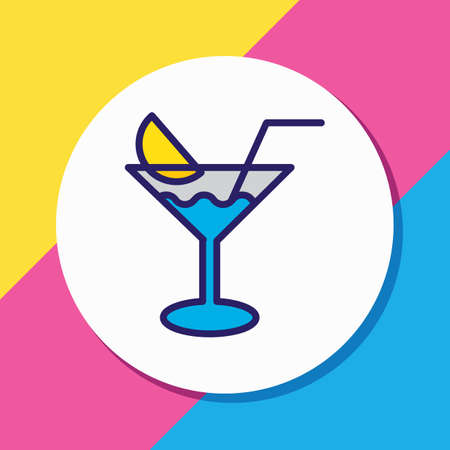 illustration of cocktail icon colored line. Beautiful lifestyle element also can be used as martini icon element.の写真素材