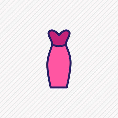 Vector illustration of evening dress icon colored line. Beautiful garment element also can be used as gown icon element.のイラスト素材