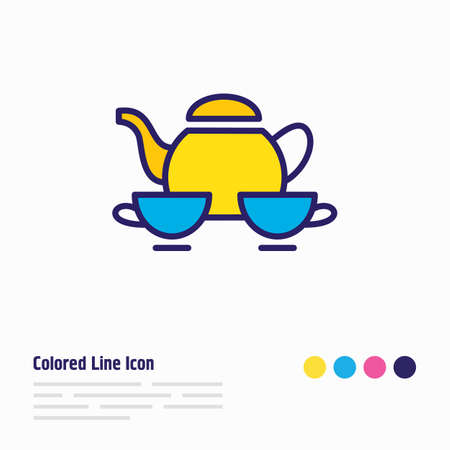 illustration of tea set icon colored line. Beautiful hobby element also can be used as porcelain icon element.の写真素材