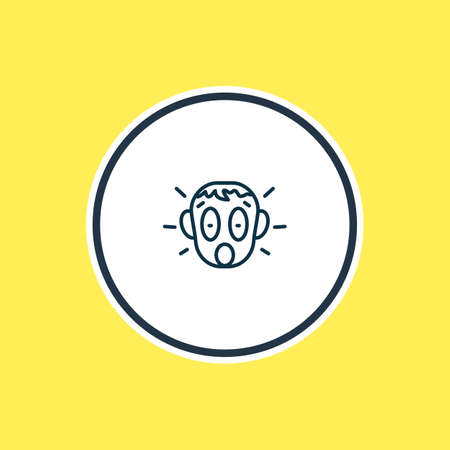 Vector illustration of shocked icon line. Beautiful emoticon element also can be used as fear icon element.のイラスト素材