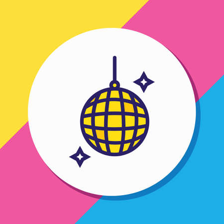 Vector illustration of disco ball icon colored line. Beautiful event element also can be used as nightclub icon element.のイラスト素材