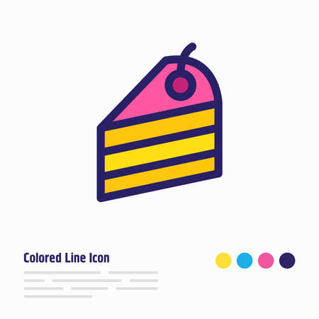 illustration of piece of cake icon colored line. Beautiful holiday element also can be used as dessert icon element.の写真素材