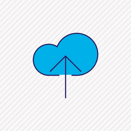 Vector illustration of cloud upload icon colored line. Beautiful network element also can be used as uploading icon element.のイラスト素材