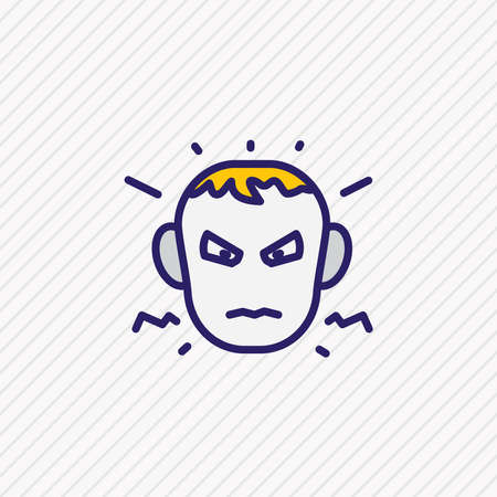 illustration of annoyed icon colored line. Beautiful emoticon element also can be used as anger icon element.の写真素材