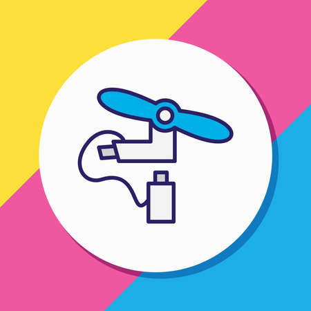 illustration of usb fan icon colored line. Beautiful kitchenware element also can be used as ventilator icon element.の写真素材