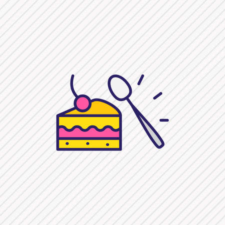 illustration of dessert spoon icon colored line. Beautiful utensil element also can be used as cake icon element.の写真素材