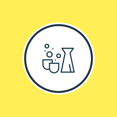 illustration of rice wine sake icon line. Beautiful drink element also can be used as ceramic icon element.の写真素材