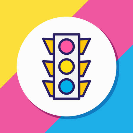 Vector illustration of traffic lights icon colored line. Beautiful location element also can be used as stoplight icon element.のイラスト素材