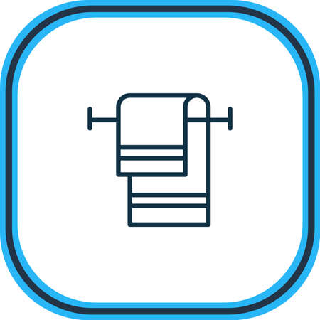 Vector illustration of hanging towel icon line. Beautiful wc element also can be used as washcloth icon element.のイラスト素材