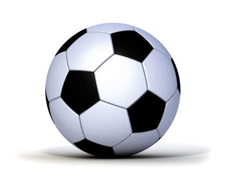 Fußball genäht Leder Gewebe freigstelltの写真素材