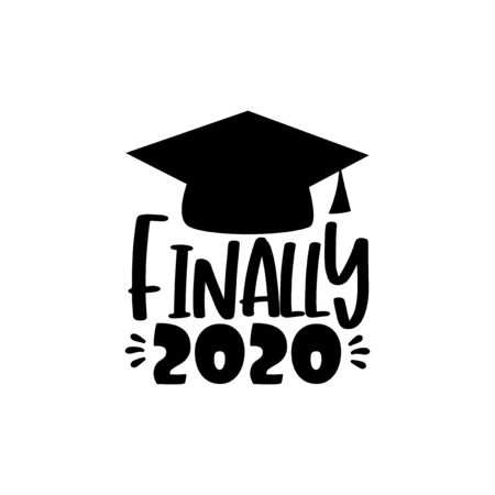 Finally 2020 with Graduation Cap. Template for graduation design, party, high school or college graduate, yearbook. Vector illustrationのイラスト素材