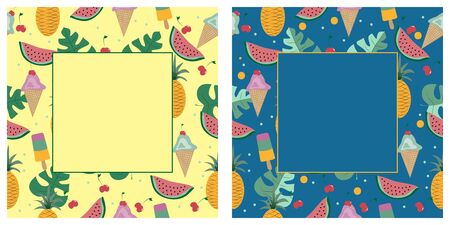 Vector set of Summer template, banner, ad, cover, label and card print