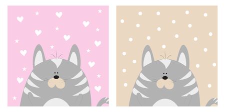 Cute cat set- illustration for Baby room decor, nursery prints, wall art, and poster.のイラスト素材