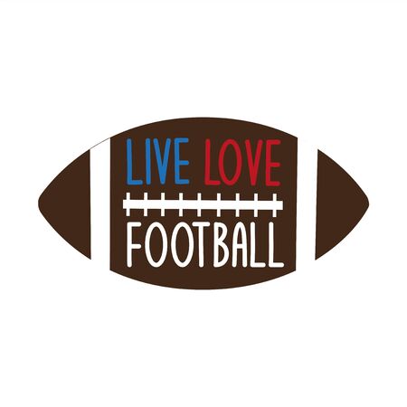 Live love football saying text, with ball. Perfect for t-shirts, posters, greeting cards, textiles, and gifts.のイラスト素材