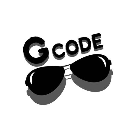 G code- funny text, with black sunglasses, on white backroud. Good design for T-shirt, banner, poster, prit on mug, and gifts.のイラスト素材
