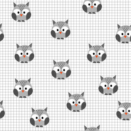 Cute owl seamless pattern background. Good for textile print, cover, wrapping paper, wall paper.のイラスト素材