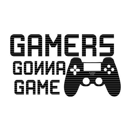 Gamers gonna game, striped pattern text and controller.のイラスト素材