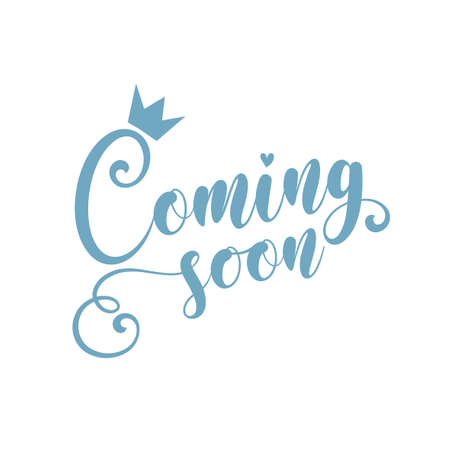 Coming Soon - calligraphy with crown for Baby shower, greeting card, gifts design.のイラスト素材