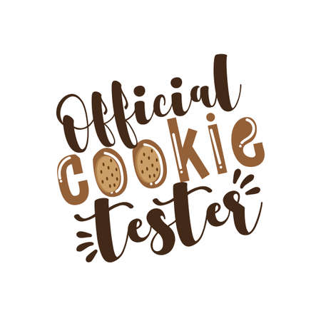 Official Cookie Tester- funny holiday calligraphy with cookies. Good for child clothes, textile print, poster, banner, and gift design.のイラスト素材