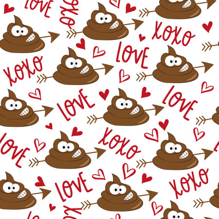 Funny poo seamless pattern - Good for wrapping paper, textile print, T shirt, mug, and other gifts design.のイラスト素材