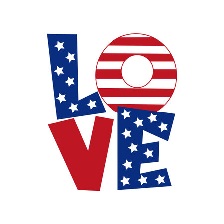 Love - United States of America Independence day typographic design for T shirt print, poster, brochure, greeting card template. Vector illustration.のイラスト素材