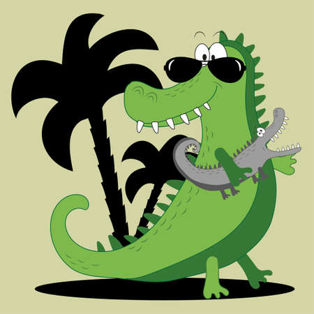 Hand drawing cute crocodile vector illustration. Good for T shirt print, poster, card, and other gift design.のイラスト素材