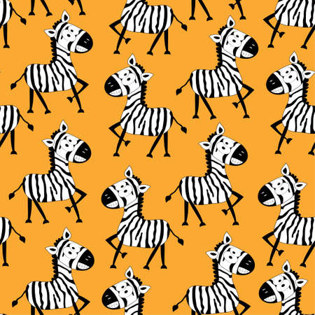 Zerbra seamless pattern. Funny hand drawn vector graphics. Good for Textile print, wrapping and wall paper, and other gift design.のイラスト素材